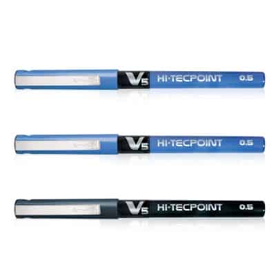 Pilot V5 Liquid Ink Roller Ball Pen - 2 Blue + 1 Black