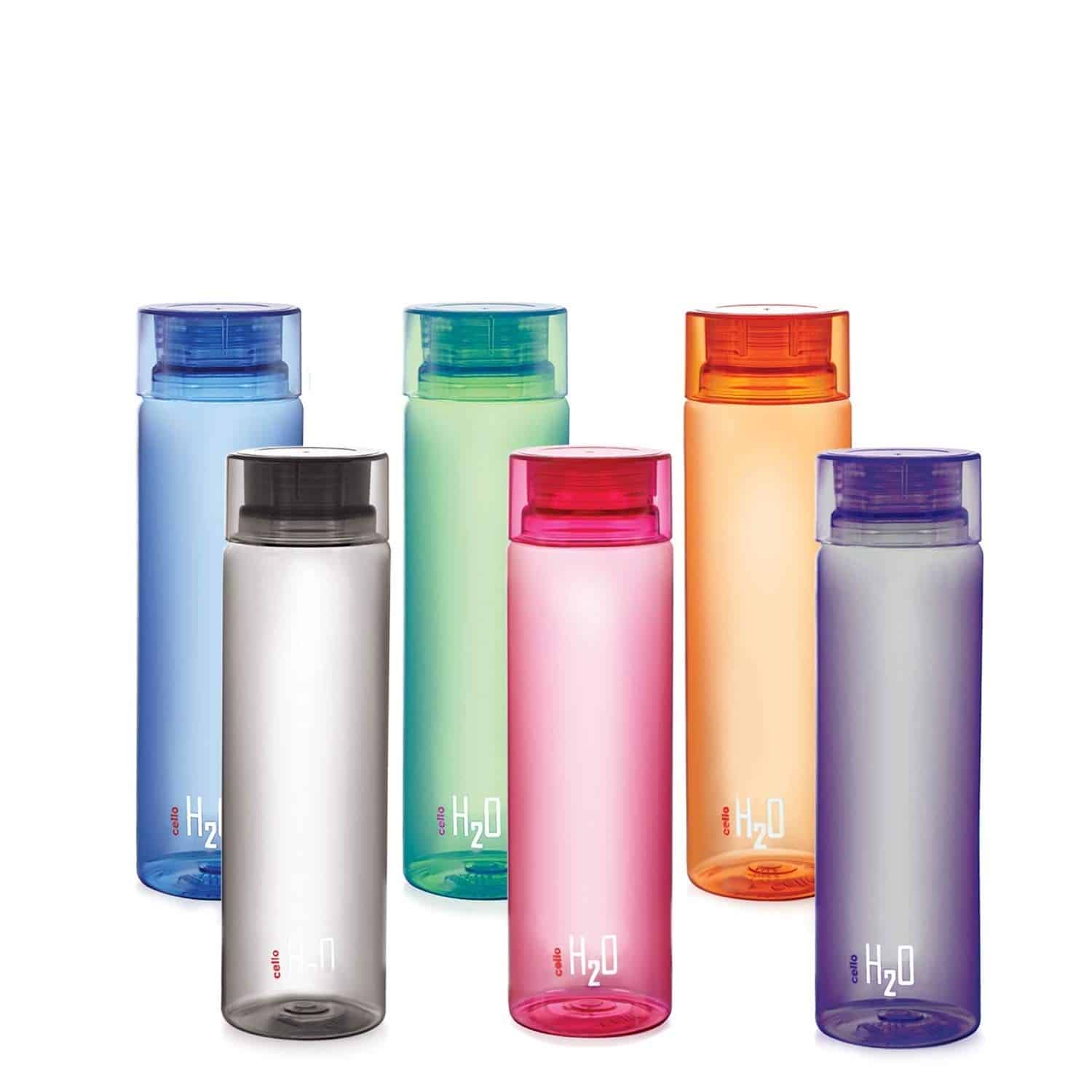 Cello H2O Unbreakable Plastic Bottle Set, 1 Litre  Multicolour
