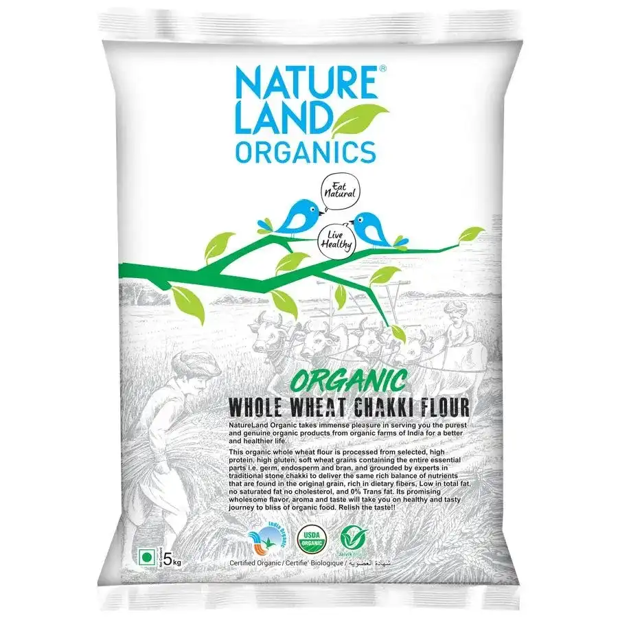 Natureland Organics Whole Wheat Chakki Atta, 5kg