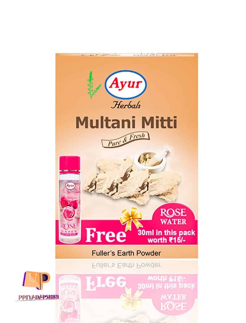 Ayur Herbals Multani Mitti 100gm Free Rose Water
