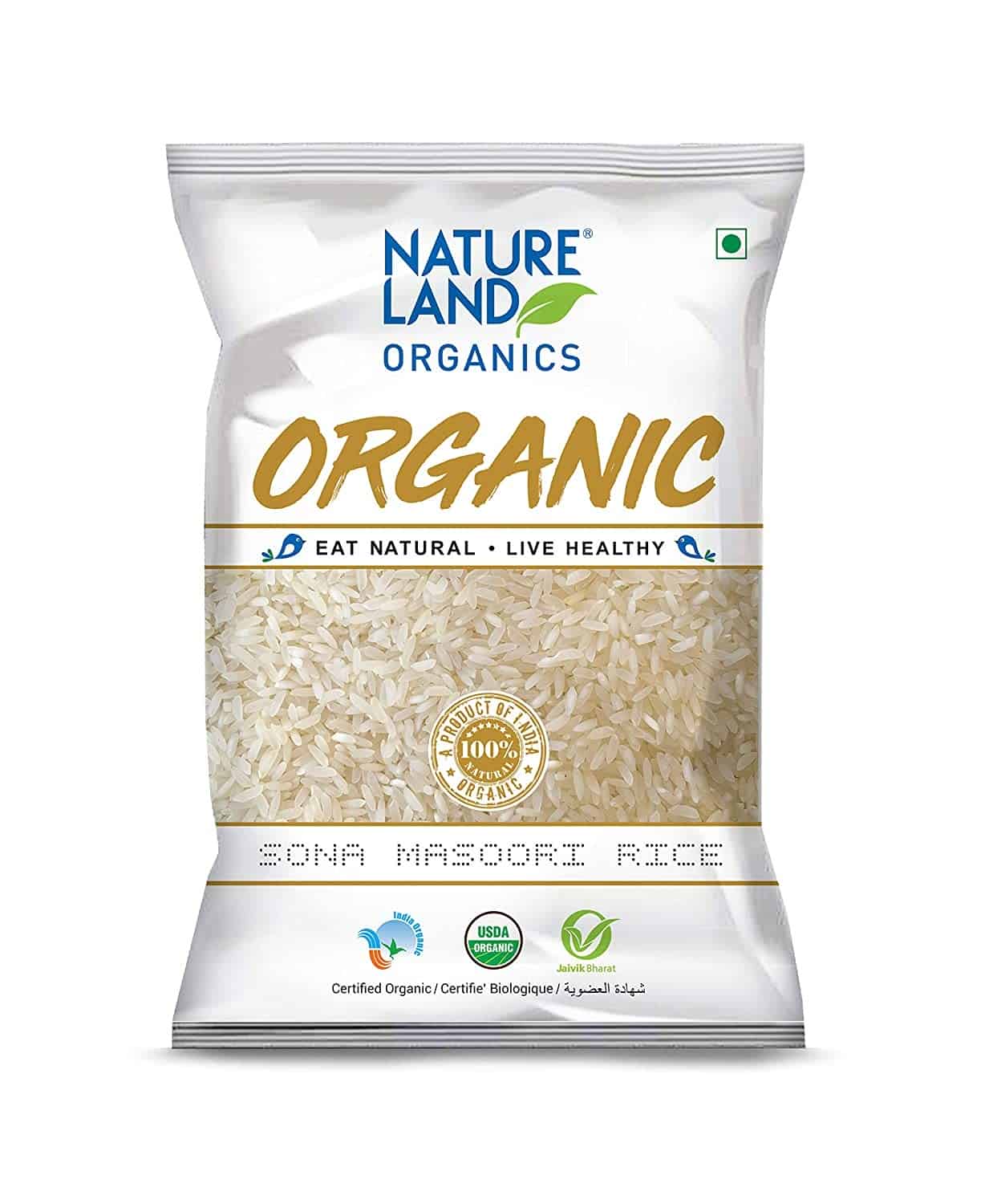 Natureland Organics Sona Masoori Rice, 1 Kg
