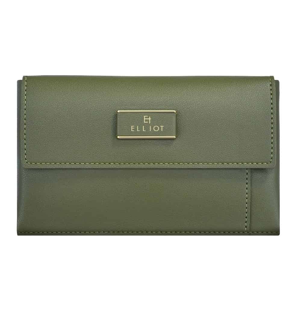 Elliot Colors Women Clutch with 10 Card Slots, Green