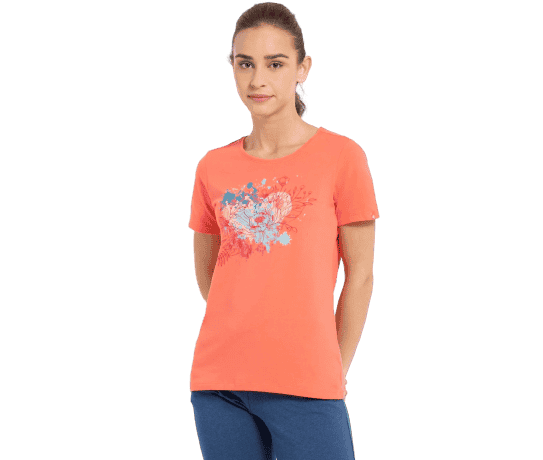 Jockey Graphic Printed Round Neck Half Sleeve T-Shirt for Women - Dubarry, Style #1361 (Disclaimer: The product delivered may not of the same pattern)