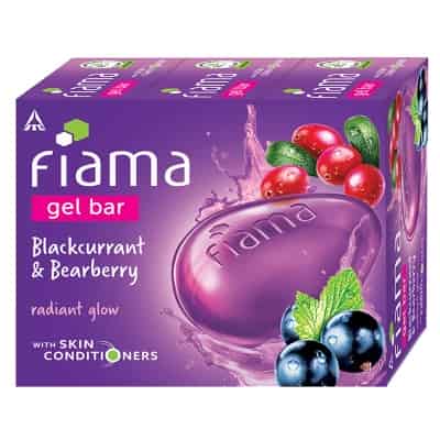 Fiama Gel Bar Blackcurrant and Bearberry for radiant glowing skin, with skin conditioners, 125 g (Pack of 3)