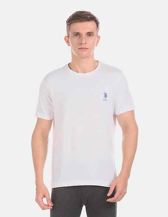 US Polo Assn. Men White AT_ Leisure Crew Neck T-Shirt (I633)