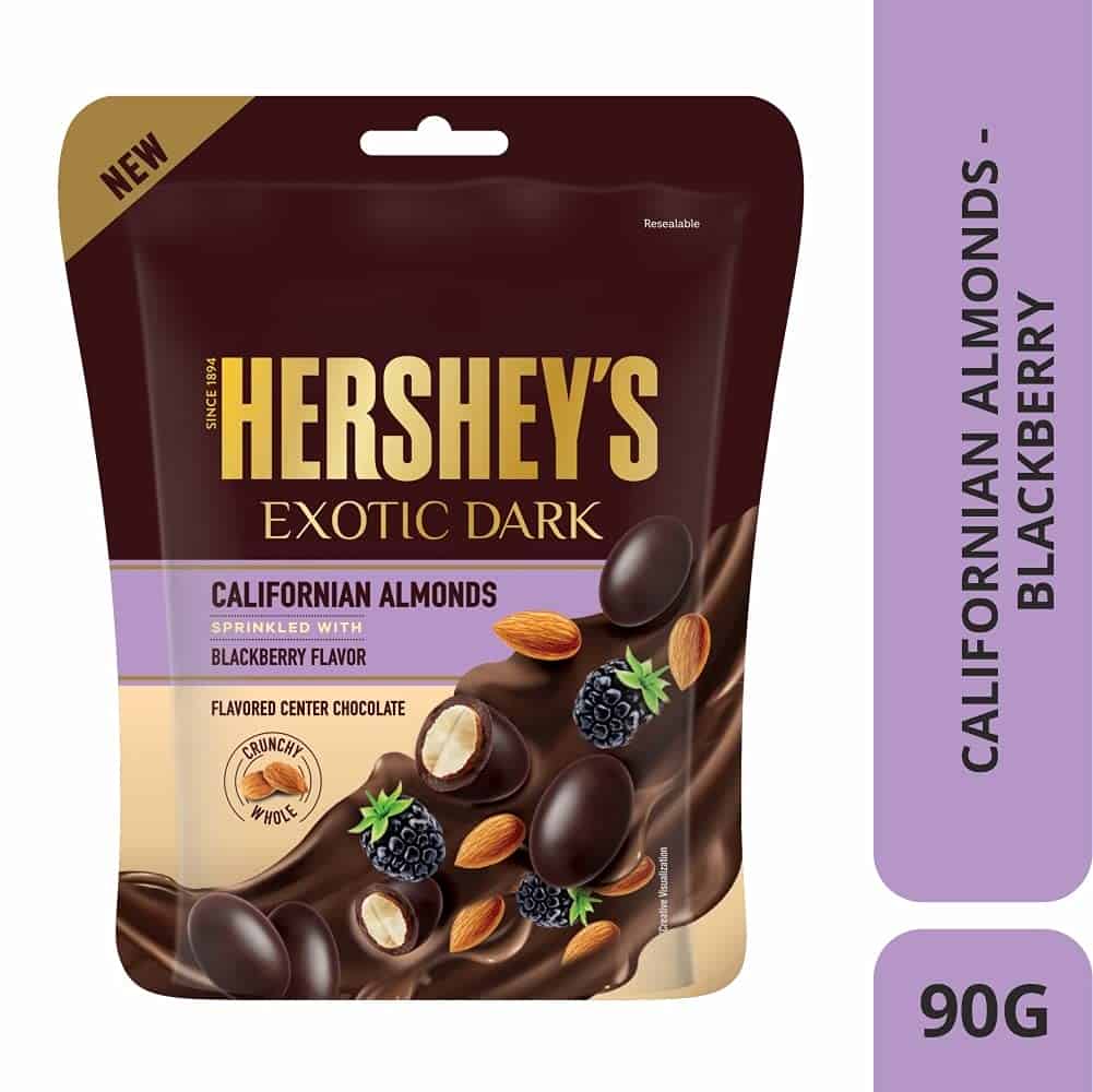 Hersheys Exotic Dark Chocolate Californian Almond Sprinkled with BlackBerry