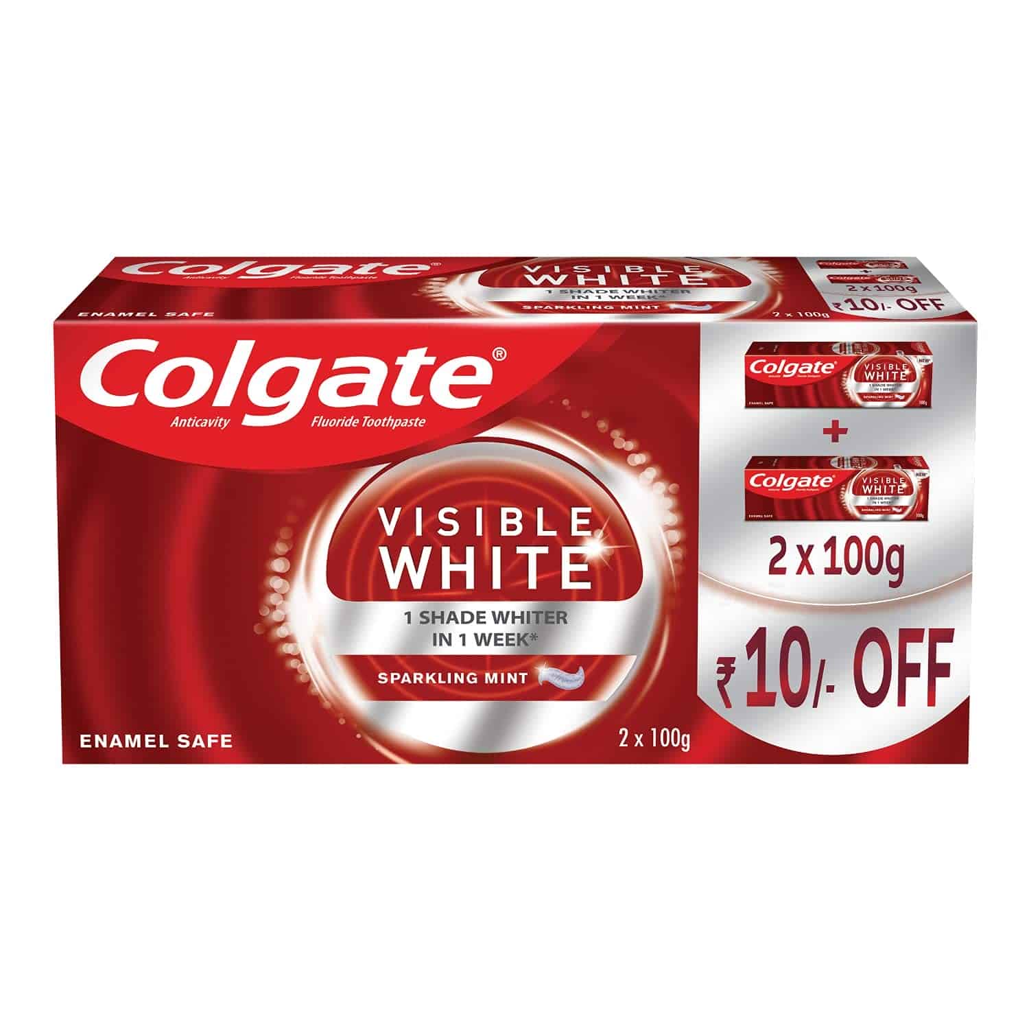Colgate Visible White Instant Toothpaste, 2x100g (Pack of 2)