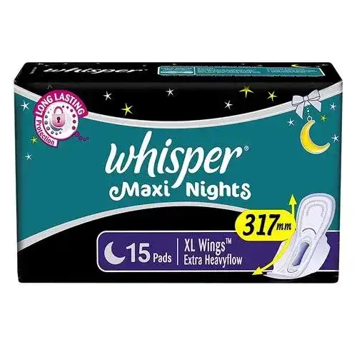 Whisper Sanitary Pads - Maxi Nights XL Wings Extra Heavy Flow, 15 Pads