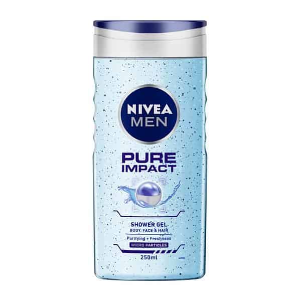 Nivea Men Pure Impact Shower Gel For Body, Face & Hair - Purifying Micro Particles