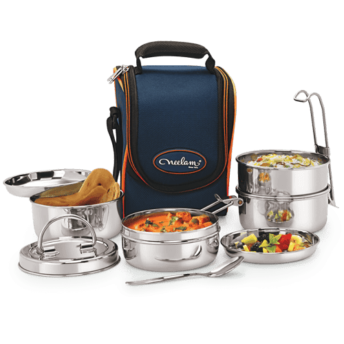 Neelam Stainless Steel Tiffin Sada, 9x3  lunch box (TDHT093P)