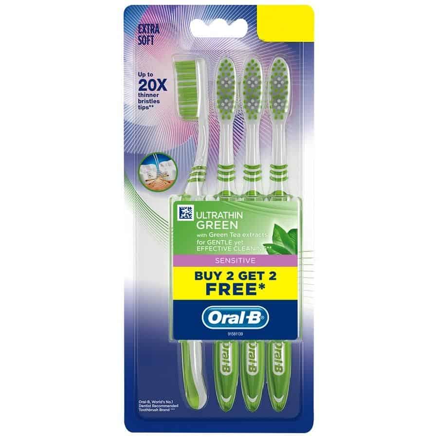 Oral-B Ultrathin Sensitive Toothbrush - With Green Tea Extracts (Buy 2 Get 2 Free)