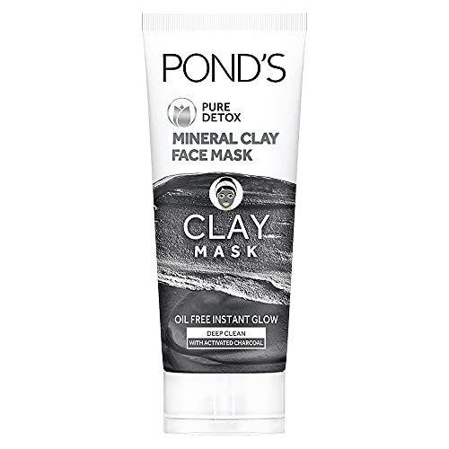 Pond's Pure Detox Mineral Clay Activated Charcoal 4X Oil Absorbing Detoxifying Clay Mask For Oil Free Instant Glow Face Mask