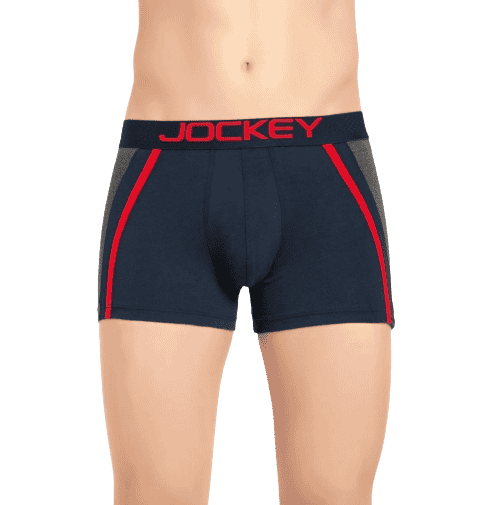 Jockey Ultra-soft Modern Trunks with Double layer Contoured Pouch & Exposed waistband - Navy, Style #US21 (Disclaimer: The product delivered may not of the same pattern)