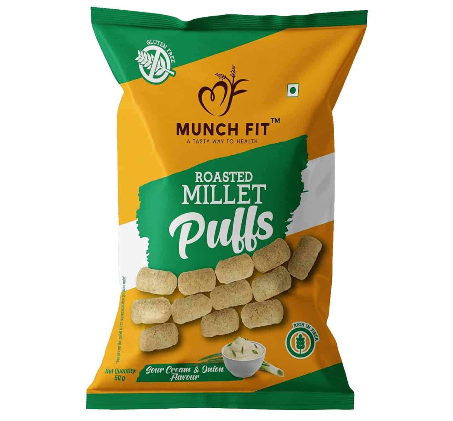Munch Fit Roasted Millet Puffs Sour Cream & Onion, 50g