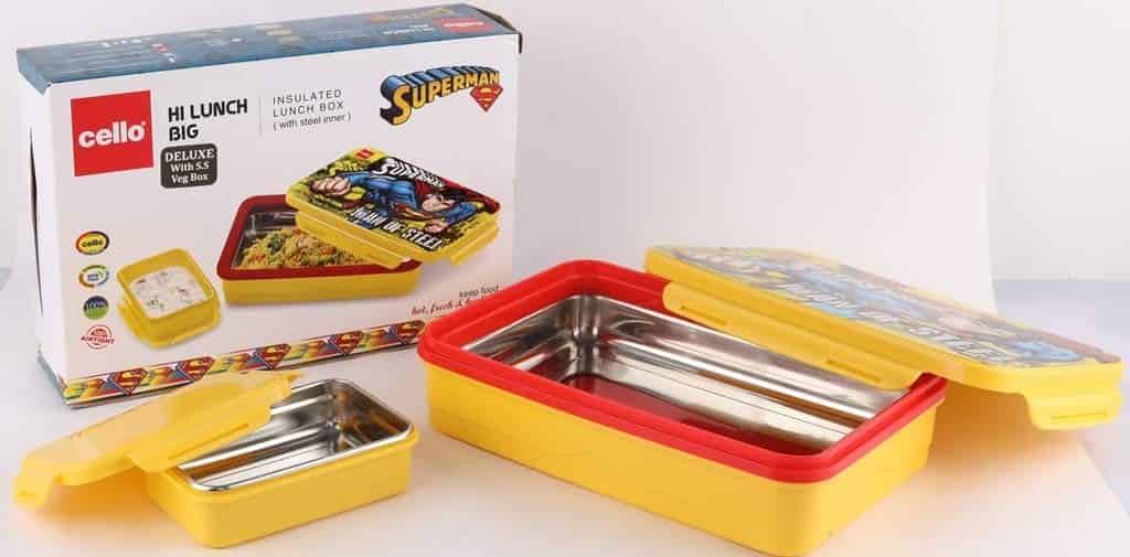 Cello HI-Lunch Big Insulated Kids Lunch Box with Steel Inner Yellow