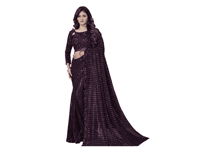 Women's Petite Net Sarees With Blouse piece