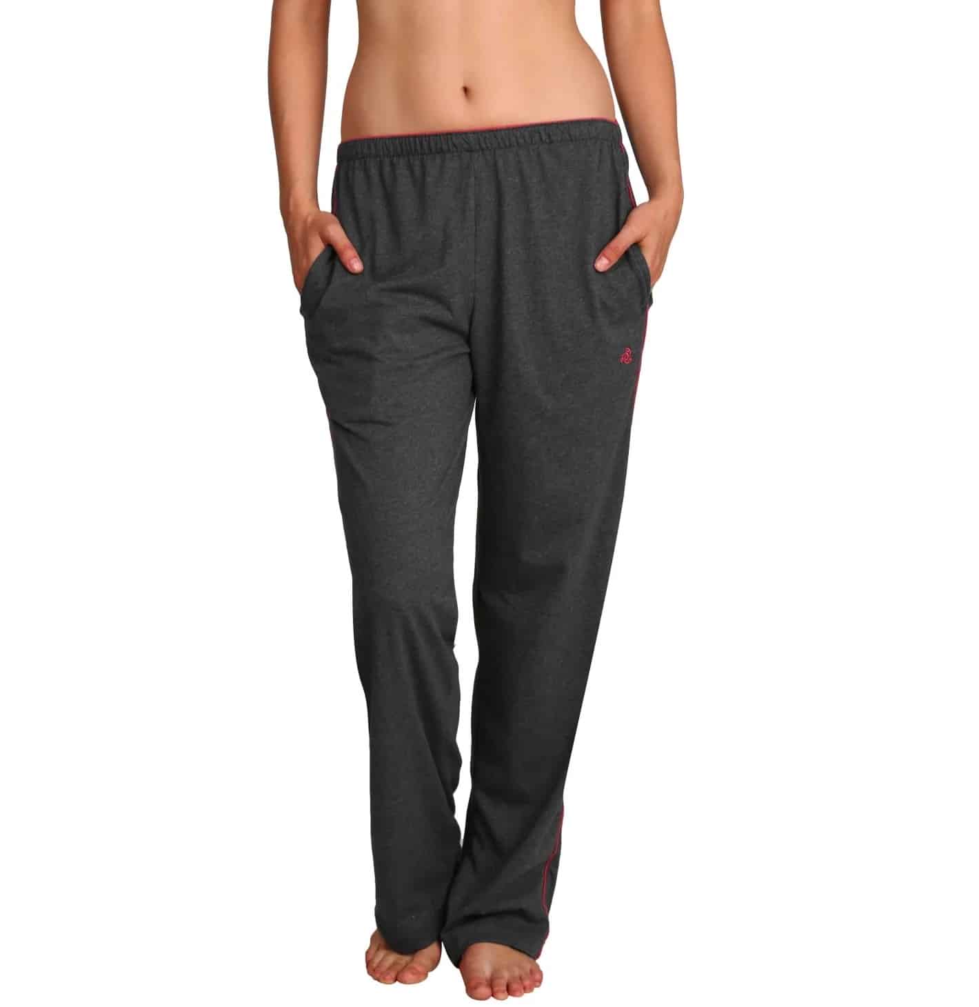 Jockey Relaxed Fit Track Pant for Women with Side Pocket & Drawstring Closure - Charcoal Melange, Style #1305