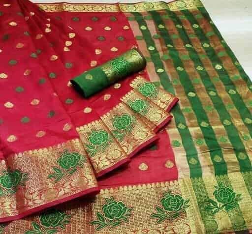 New Trendy Women's Cotton Silk Zari Embroidered Sarees