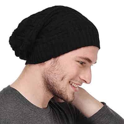 Beanie Cap for Men Women Skull Slouchy Winter Woolen Knitted Black Inside Fur Men Caps, Free size