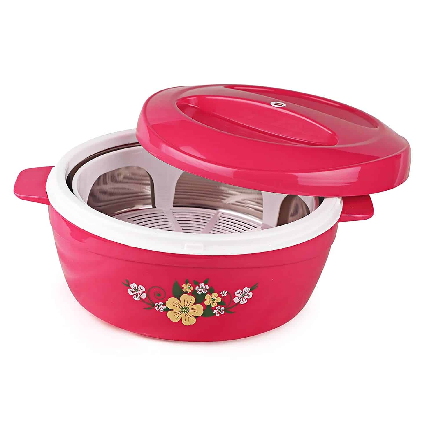 Cello Roti Plus Plastic Casserole with Lid 1.5 Liters Pink Floral