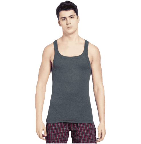 Jockey Racer Back Square Neck Vest - Charcoal Melange, Style #US26