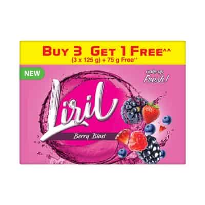 Liril Berry Blast Soap, 125 g (Buy 3 Get 75g Free)