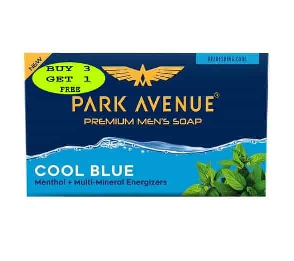 Park Avenue Premium Men's Soap, Cool Blue with Menthol and Multi-Mineral Energizers, 125g (BUY 3 GET 1)