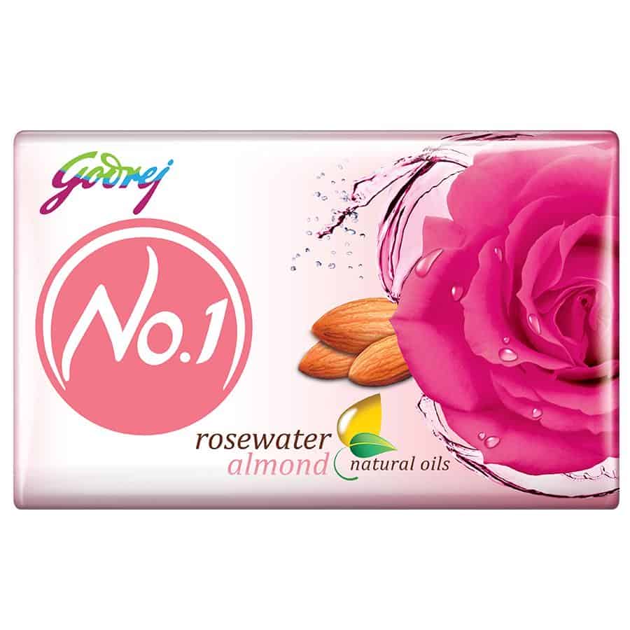 Godrej No.1 Bathing Soap - Rosewater & Almond (buy 4 get 1 free)