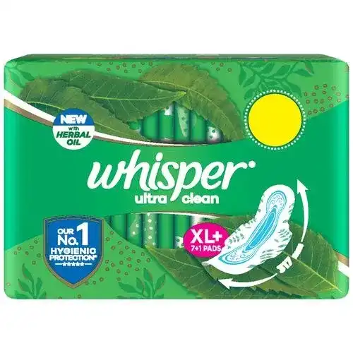 Whisper Sanitary Pad - Ultra Clean XL Plus, 7 pcs (Get 1 Pad Free)
