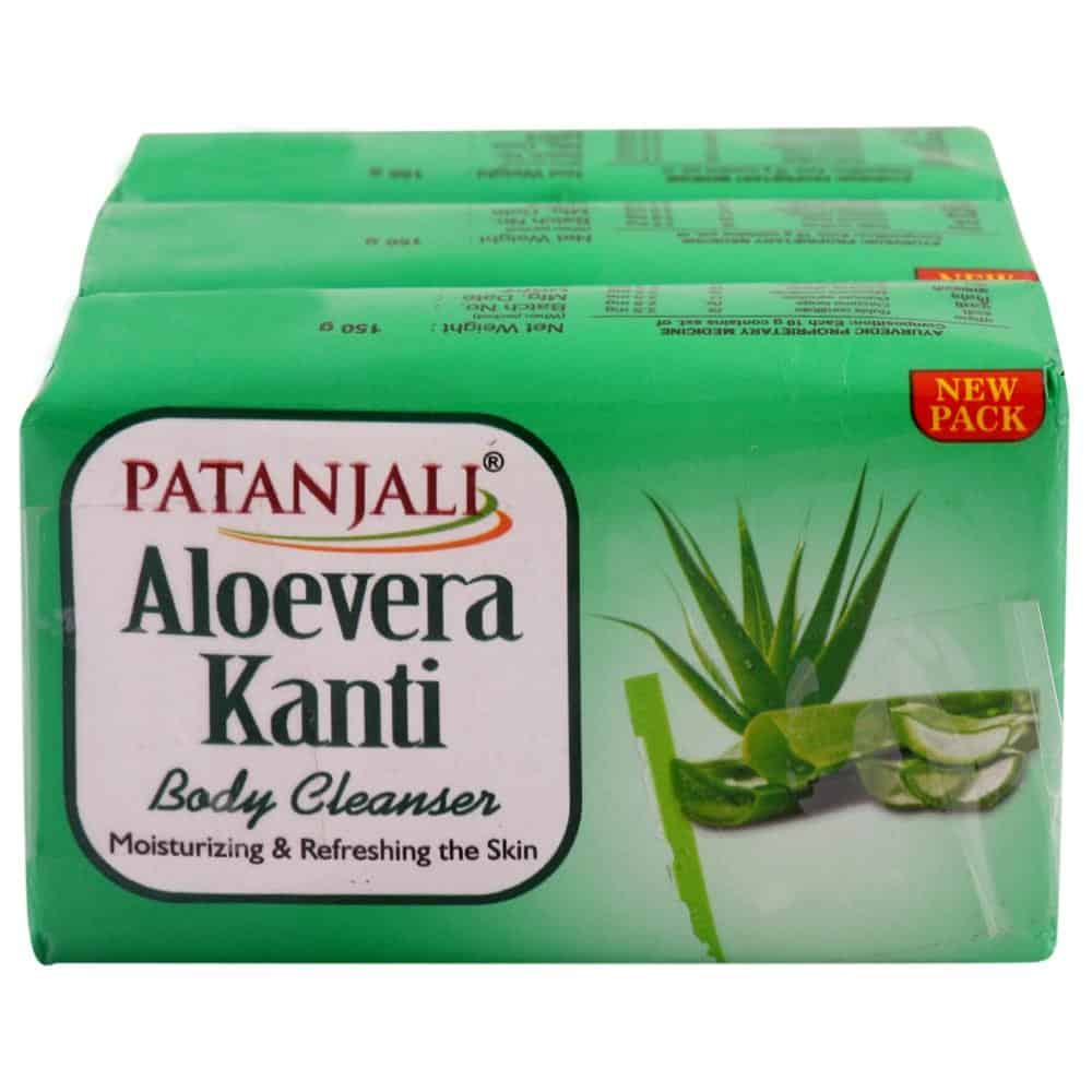 Patanjali Aloevera Kanti Body Cleanser Soap 150g (pack of 3)