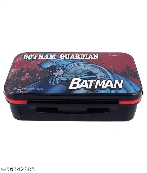 Cello HI-Lunch Big Deluxe Insulated Lunch Box with Inner Steel Attractive Batman Print, Black