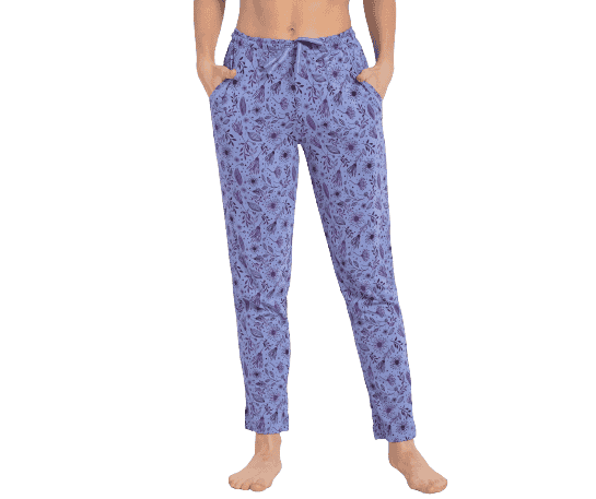 Jockey Ultra-soft Pyjama for Women with Side Pocket & Drawstring - Iris Blue Assorted Prints, Style #RX09 (Disclaimer: The product delivered may not of the same pattern)