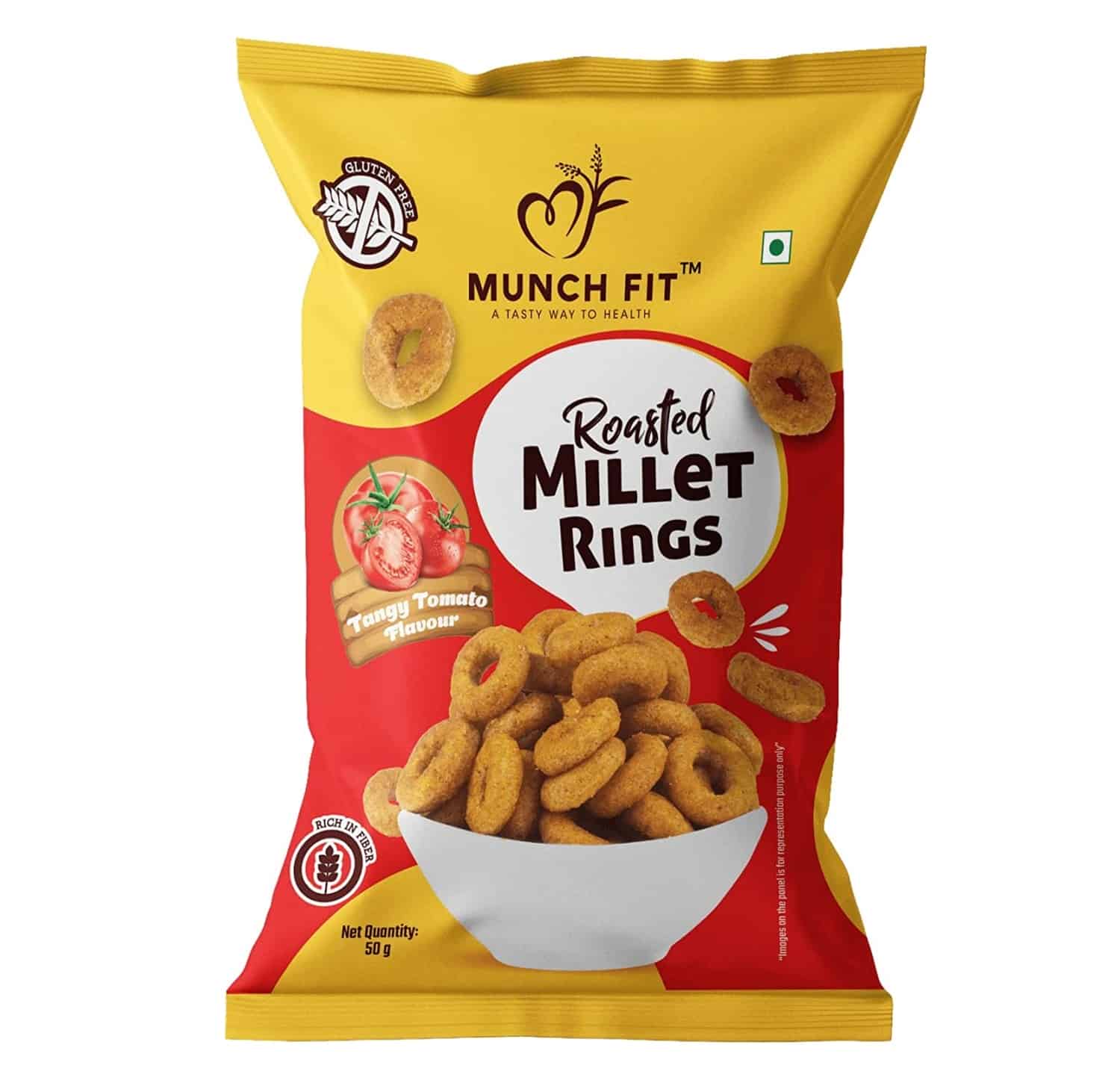 Munch Fit Roasted Millet Rings Tangy Tomato, 50g