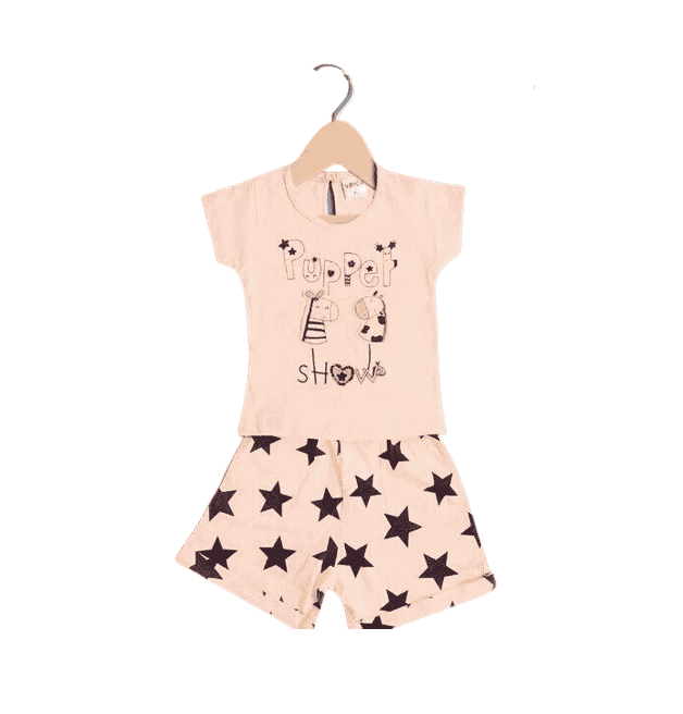 Cute Fancy Girls Cotton Printed Top & Bottom Sets
