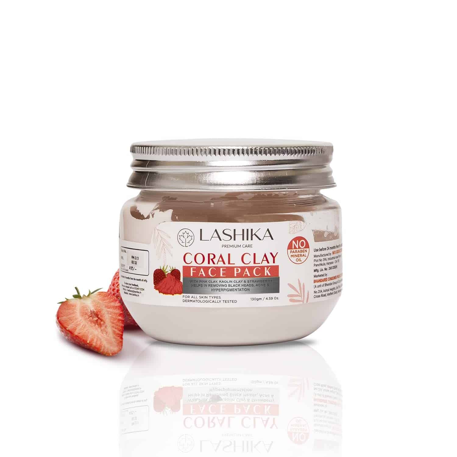 Lashika Coral Clay Face Pack with Coral Pink Clay, Avocado and Vitamin E