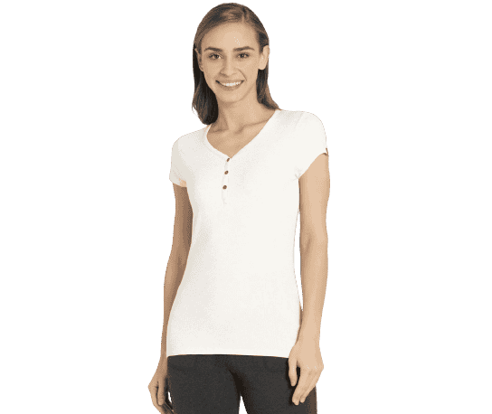 Jockey Cream Melange Short Sleeve  T-Shirts Slim fit henley , Style #UL03